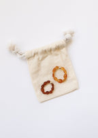 Raw Cognac Baltic Amber + 14K Gold Filled || Beaded Stretch Ring - Che Cose Belle