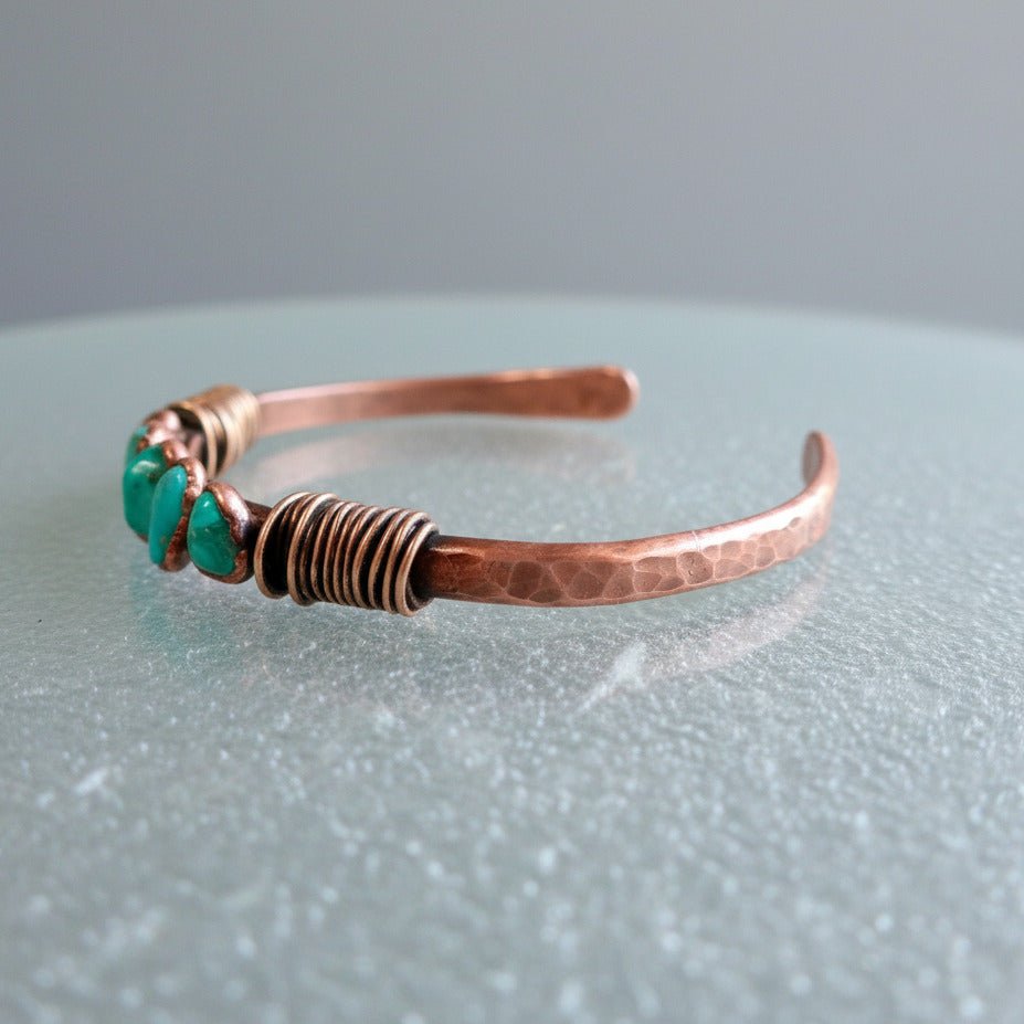 Raw Sonoran Turquoise Bracelet — Copper Talisman For Strong Protection - Che Cose Belle