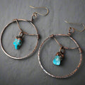 Raw Turquoise Copper Hoops - Statement | Handmade by Blackbird & Sage - Che Cose Belle