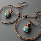 Raw Turquoise Copper Hoops - Statement | Handmade by Blackbird & Sage - Che Cose Belle
