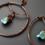Raw Turquoise Copper Hoops - Statement | Handmade by Blackbird & Sage - Che Cose Belle