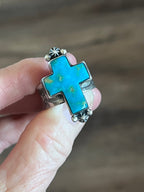 Raymond Coriz Sonoran Mountain Turquoise Cross Ring - Che Cose Belle