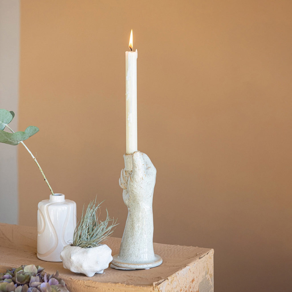 Reactive Glaze Stoneware Hand-Shaped Taper Candle Holder - Che Cose Belle