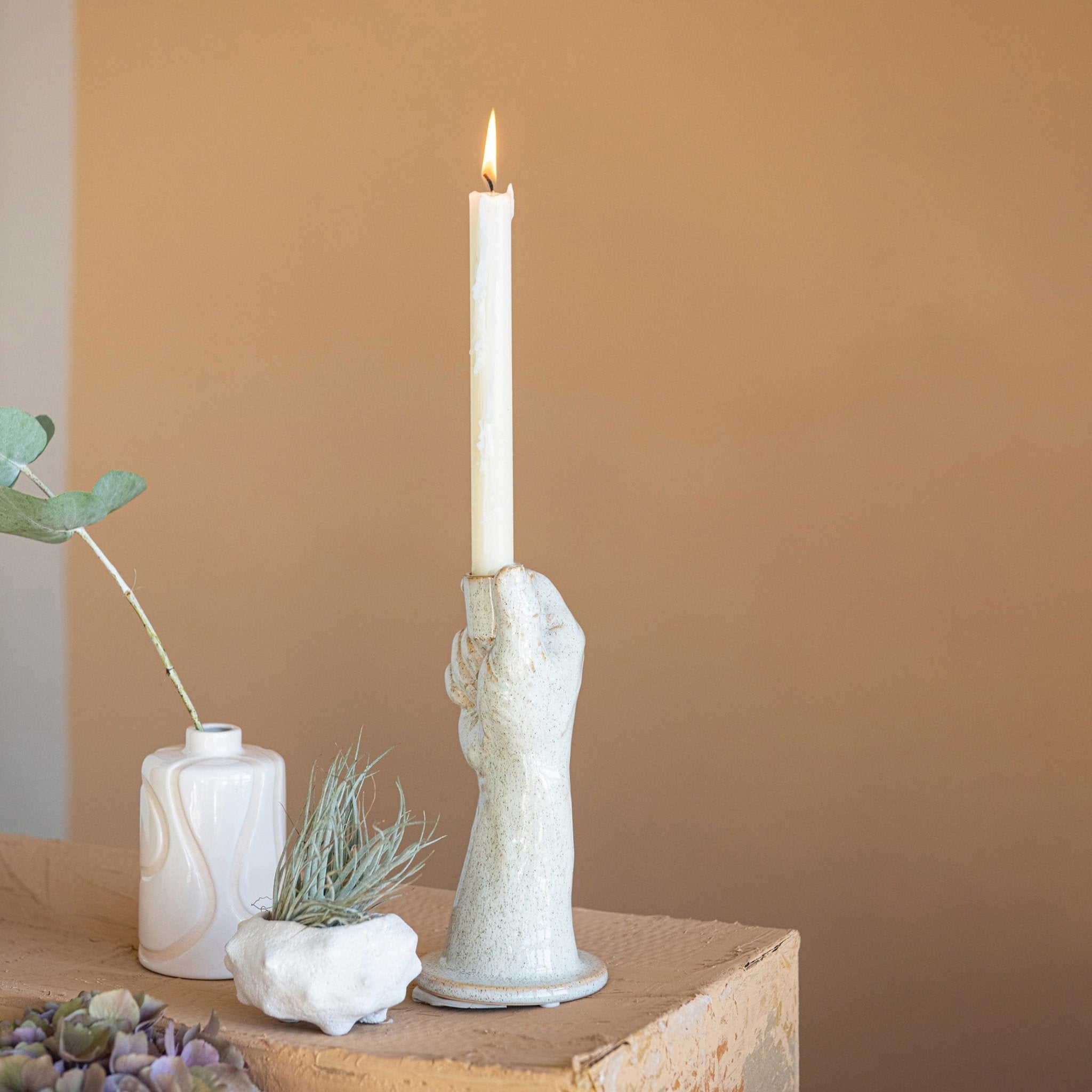 Reactive Glaze Stoneware Hand-Shaped Taper Candle Holder - Che Cose Belle