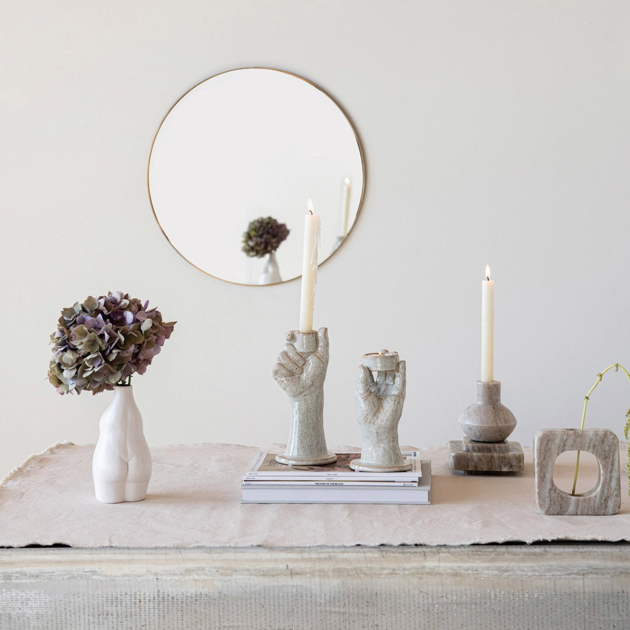 Reactive Glaze Stoneware Hand-Shaped Taper Candle Holder - Che Cose Belle