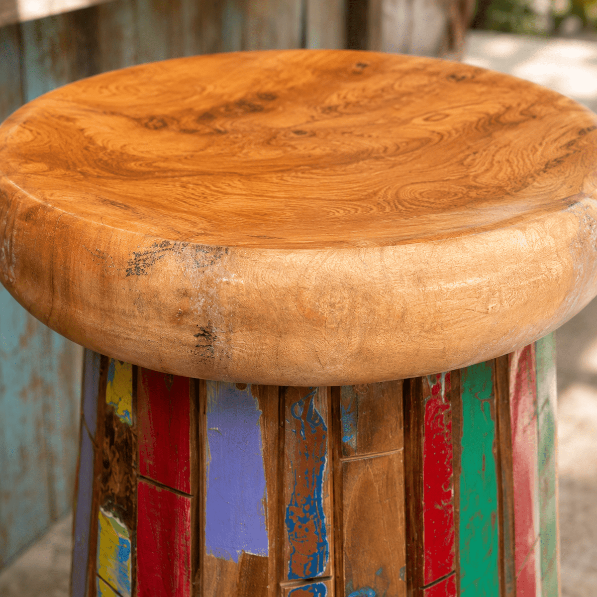 Reclaimed Boat Wood Bar Stool | Handmade in Bali, Indonesia - Che Cose Belle