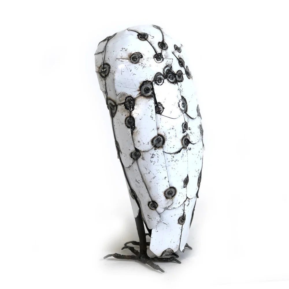 Recycled Metal Snowy White Owl - Che Cose Belle