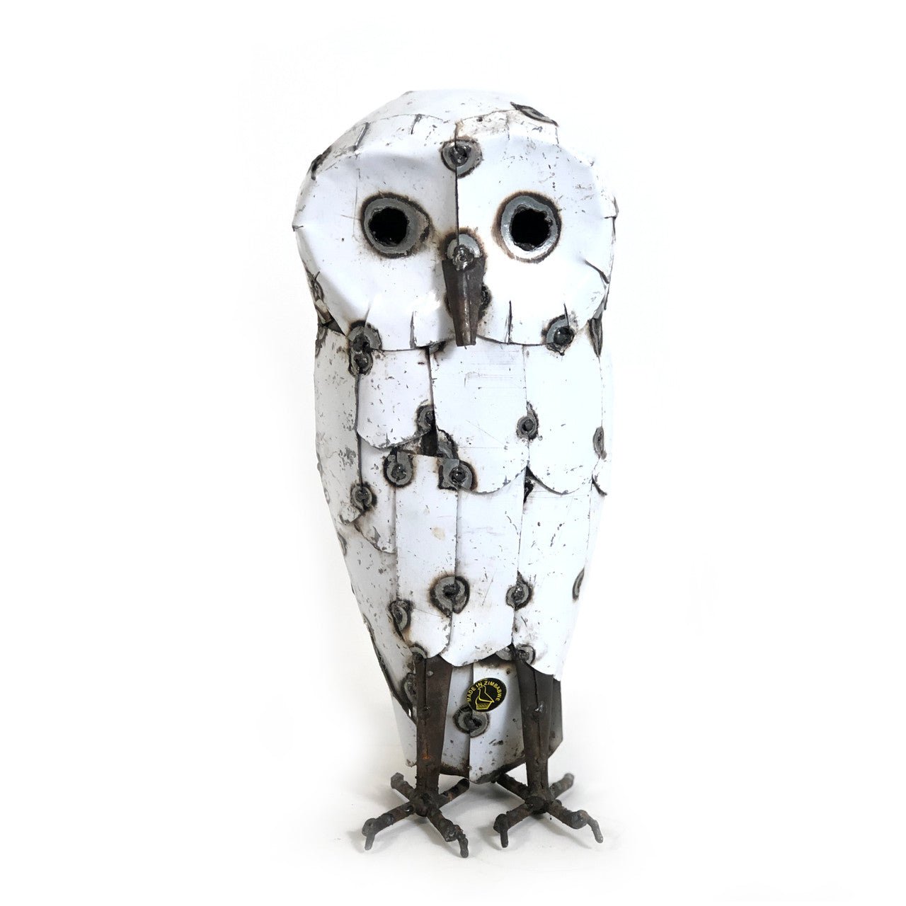 Recycled Metal Snowy White Owl - Che Cose Belle