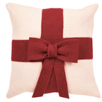 Red Bow Cream - Christmas Pillow Cover Hand Felted Wool - 20" / 14" Arcadia Home - Che Cose Belle
