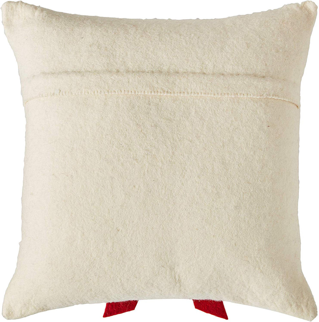 Red Bow Cream - Christmas Pillow Cover Hand Felted Wool - 20" / 14" Arcadia Home - Che Cose Belle