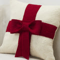 Red Bow Cream - Christmas Pillow Cover Hand Felted Wool - 20" / 14" Arcadia Home - Che Cose Belle
