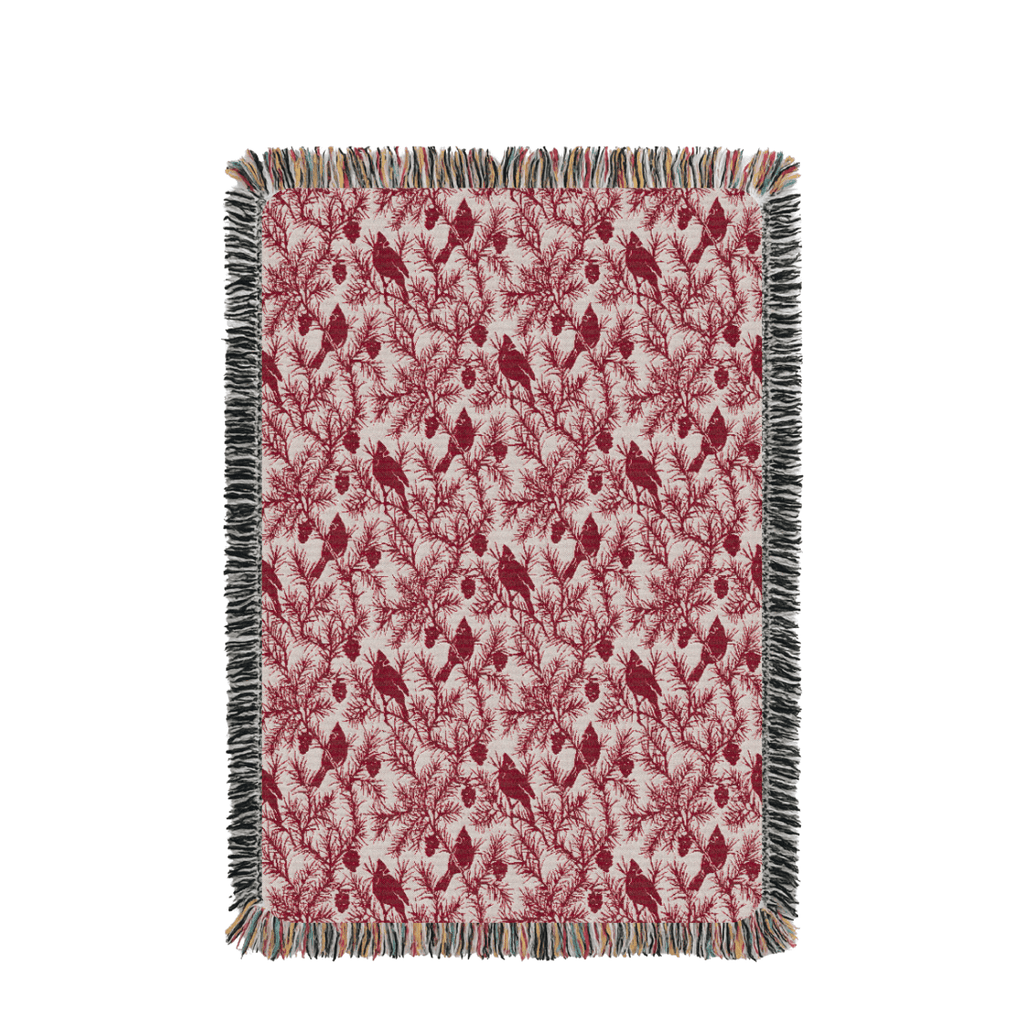 Red Cardinal Christmas Jacquard Woven Throw - Che Cose Belle