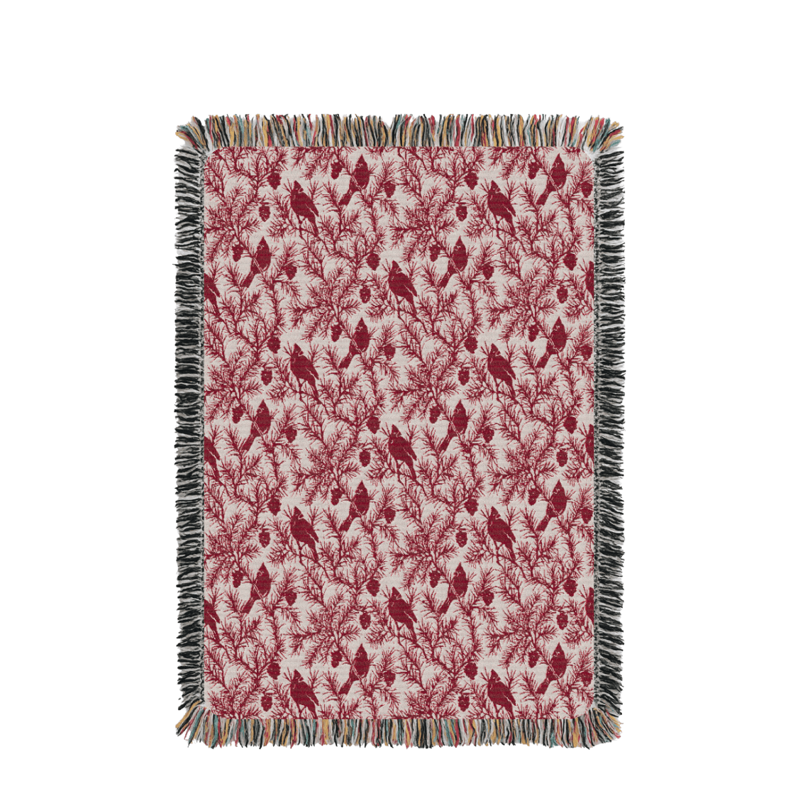 Red Cardinal Christmas Jacquard Woven Throw - Che Cose Belle