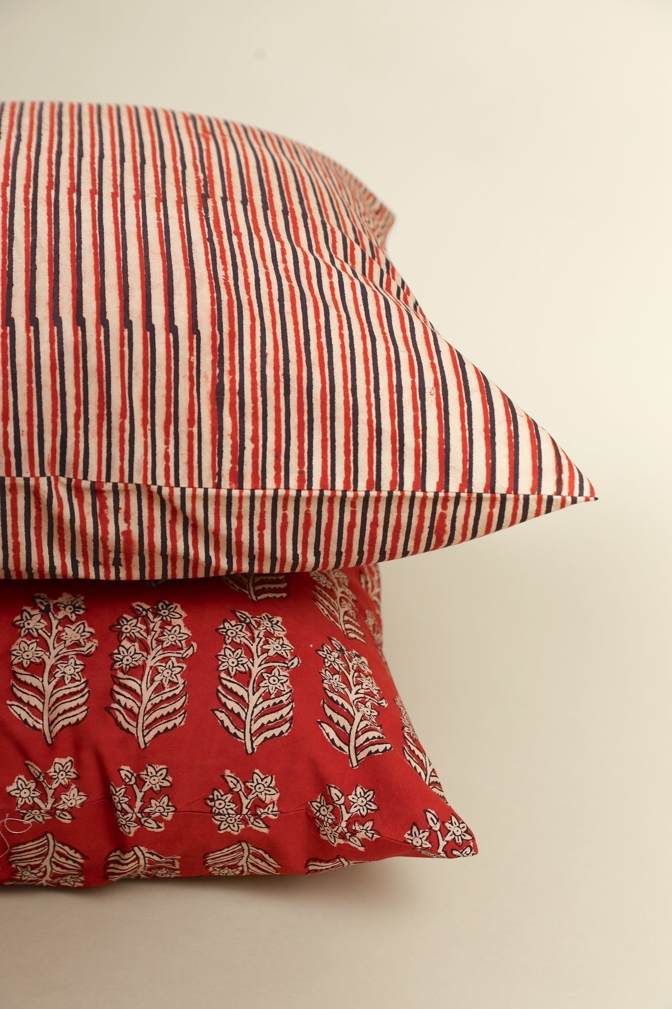 Red Ember Hand Block Print Pillow - Che Cose Belle