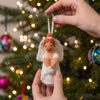 Red Head Bride Ornament Hand Knit Wedding Ornament Arcadia Home - Che Cose Belle