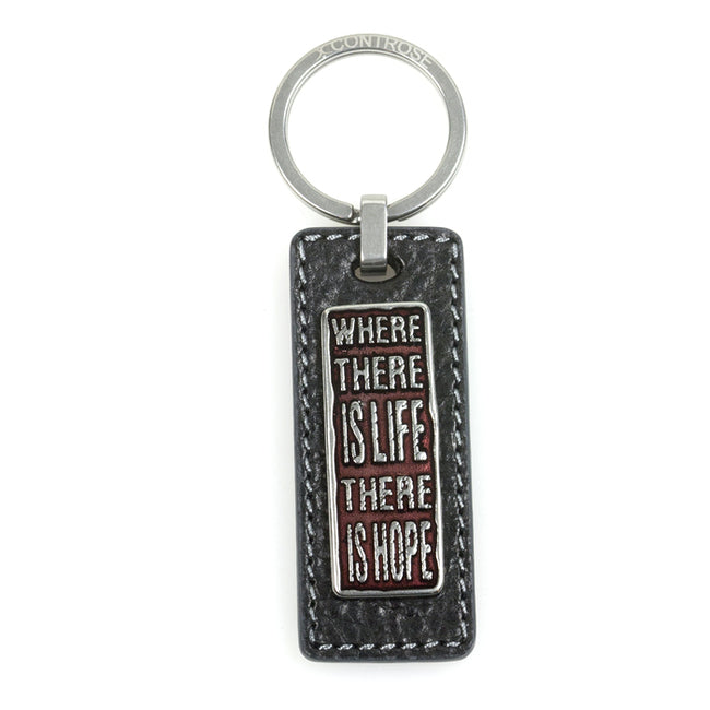 Red Leather Keychain With Hope Message Engraved Charm