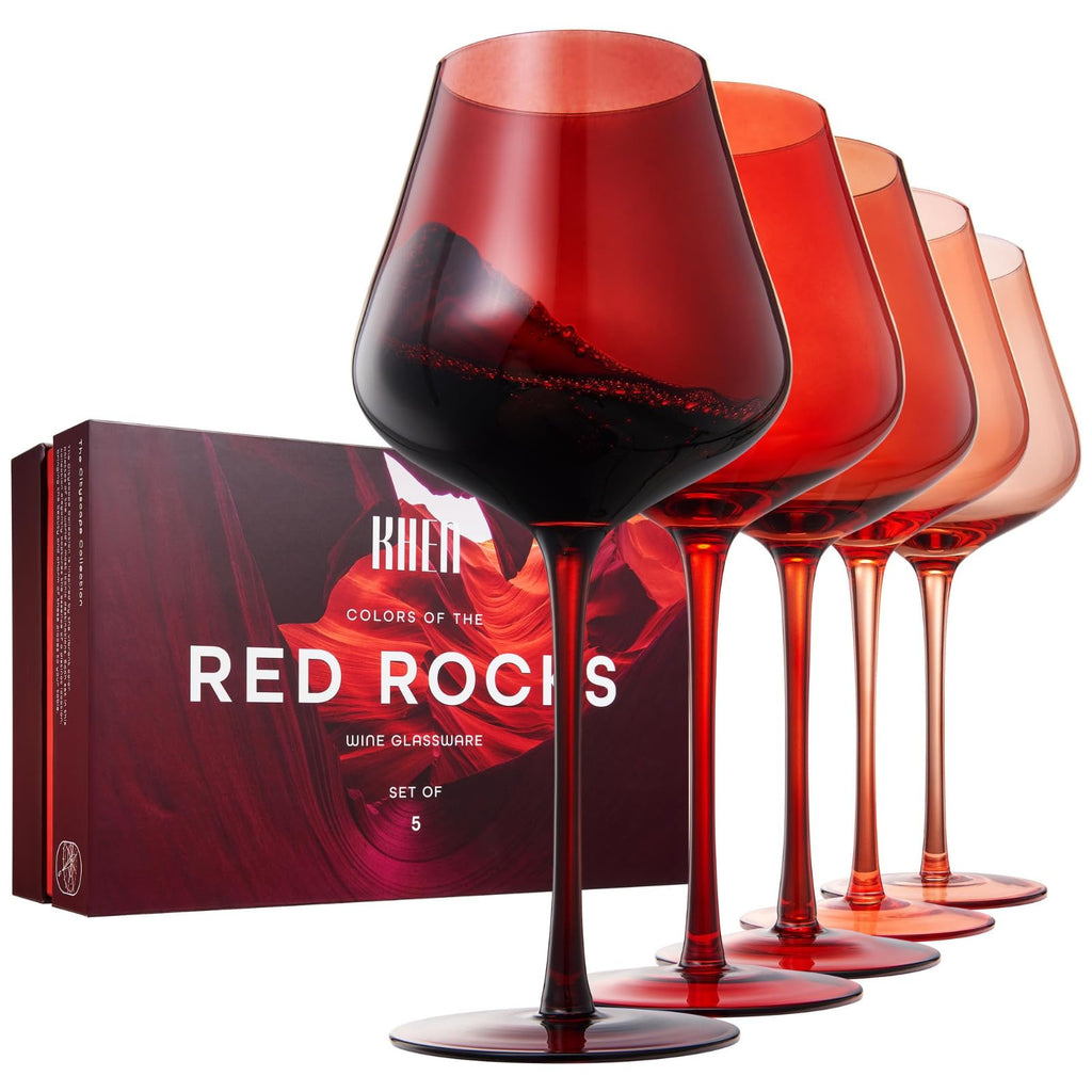 Red Rocks Gradient Colored Wine Glass | Set of 5 | 20 oz - Che Cose Belle