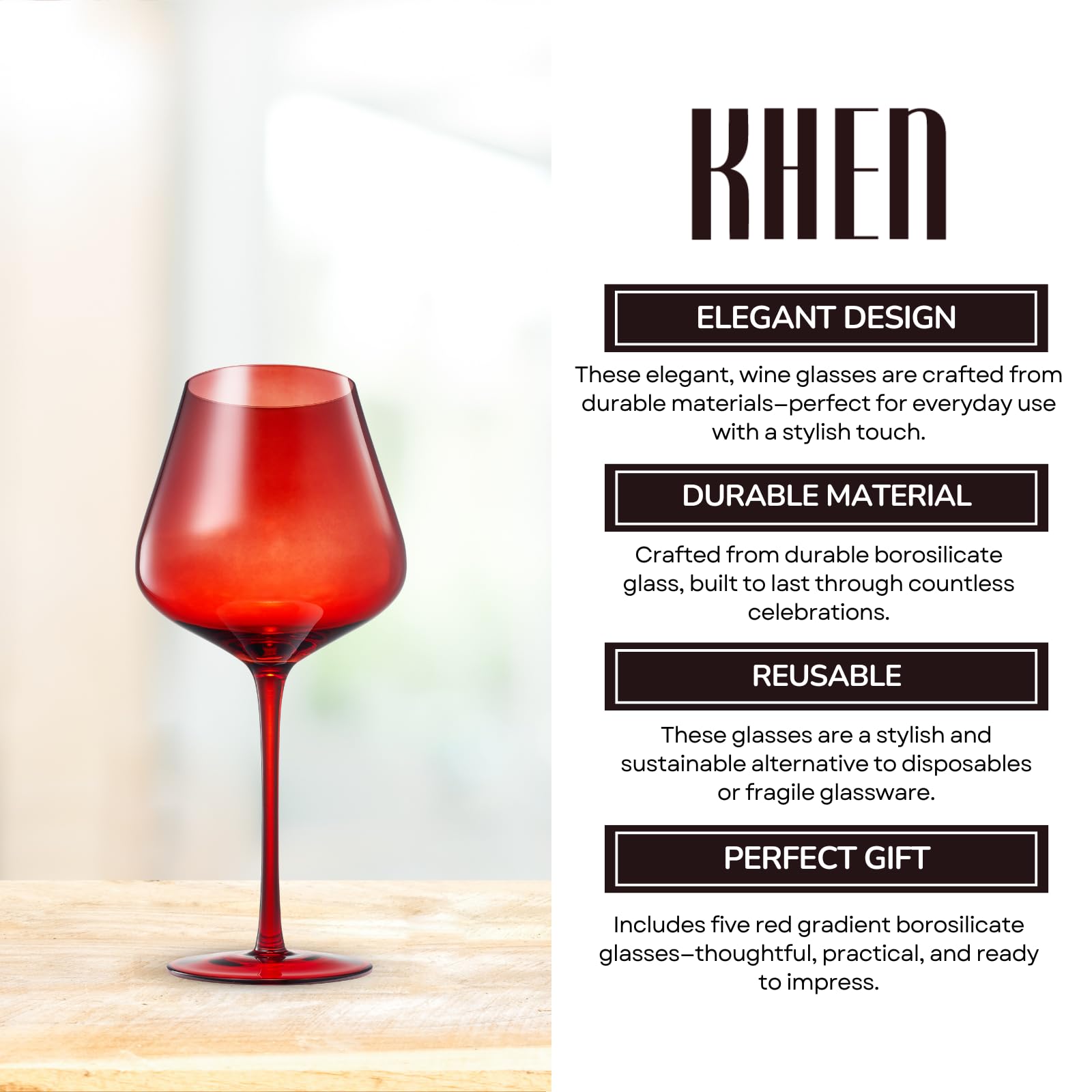 Red Rocks Gradient Colored Wine Glass | Set of 5 | 20 oz - Che Cose Belle