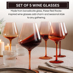 Red Rocks Gradient Colored Wine Glass | Set of 5 | 20 oz - Che Cose Belle