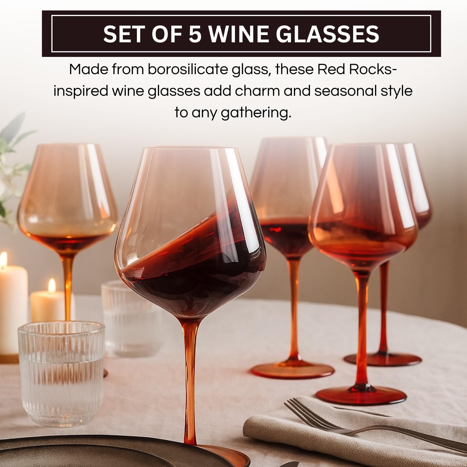 Red Rocks Gradient Colored Wine Glass | Set of 5 | 20 oz - Che Cose Belle