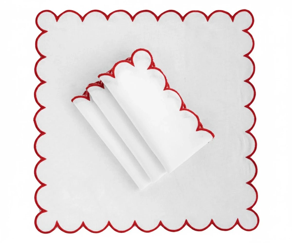 Red Scalloped Edge Napkins - LongWave - Che Cose Belle