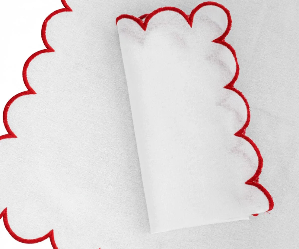 Red Scalloped Edge Napkins - LongWave - Che Cose Belle