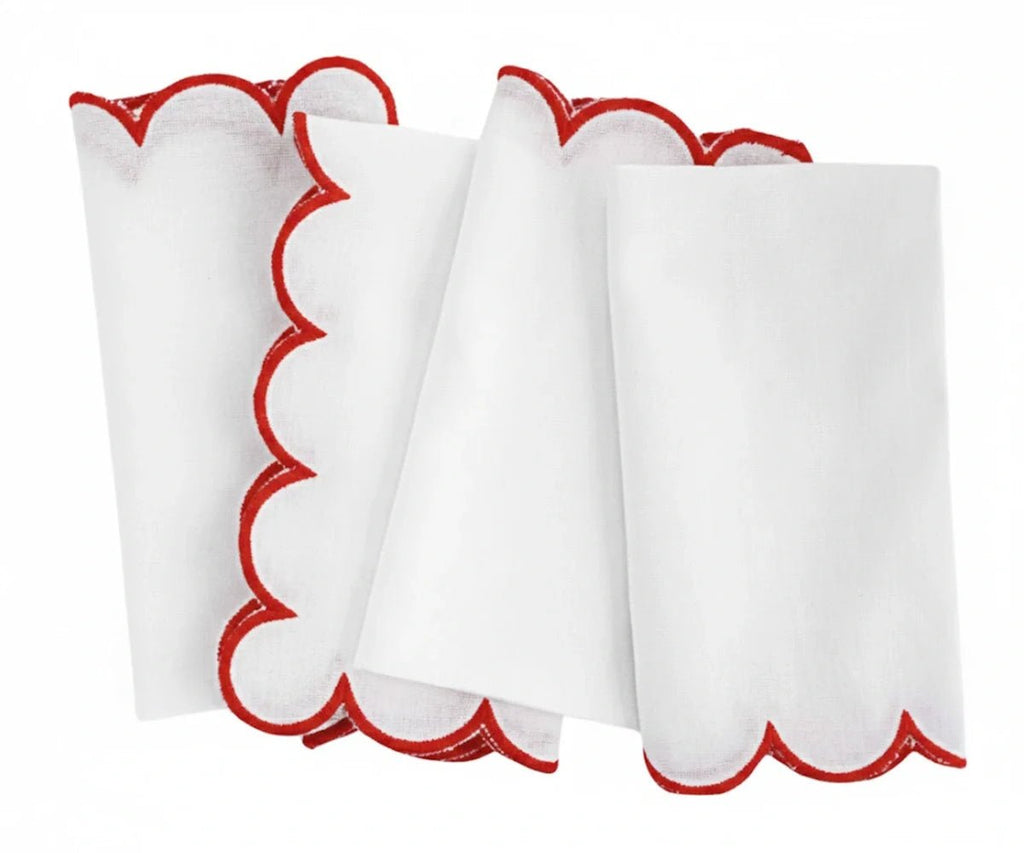 Red Scalloped Edge Napkins - LongWave - Che Cose Belle