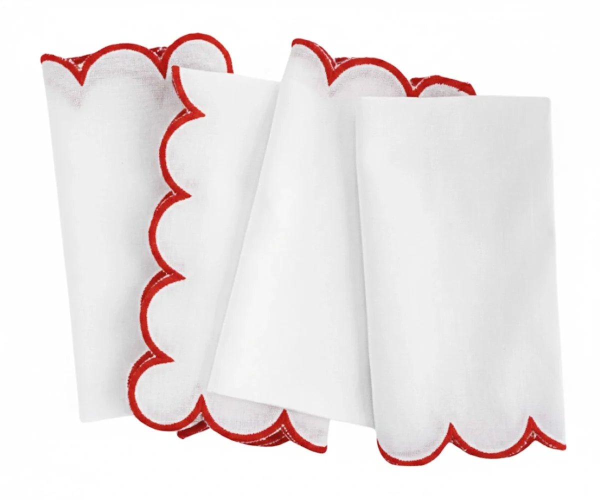 Red Scalloped Edge Napkins - LongWave - Che Cose Belle