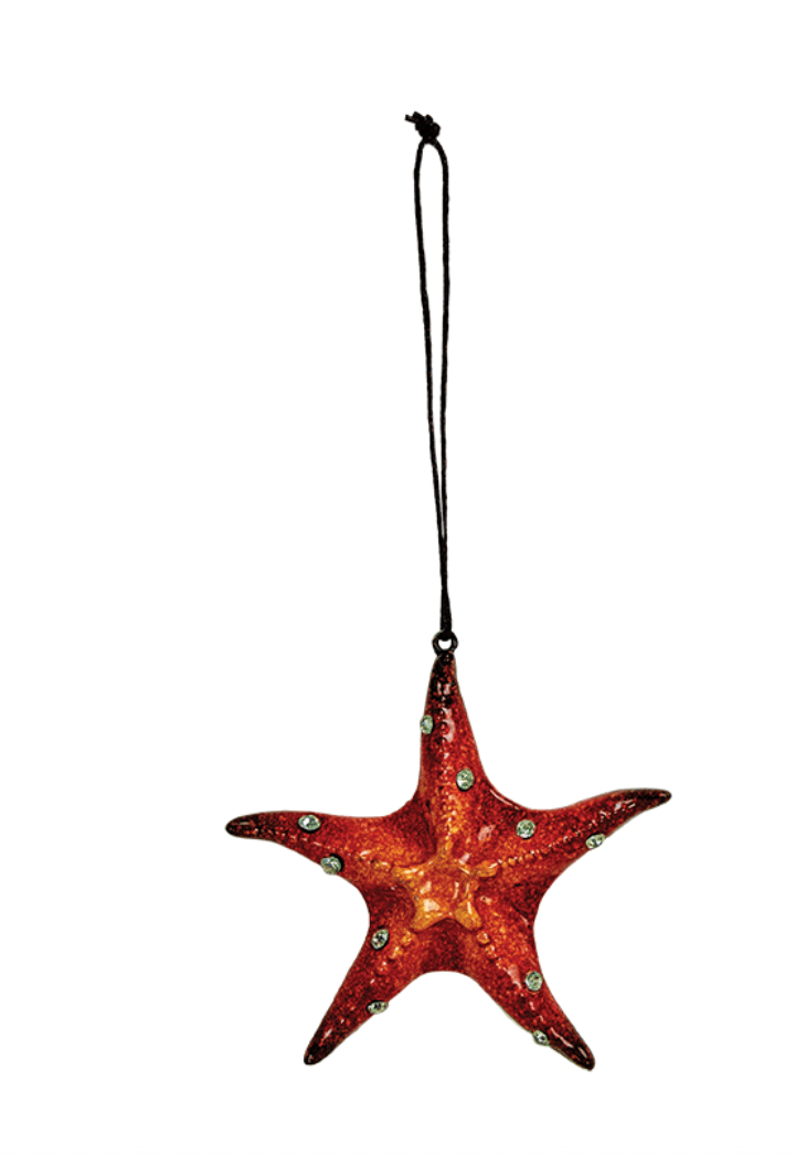 Red Starfish Ornament – Coastal Resin Décor (3.25"L x 3.25"W) - Che Cose Belle