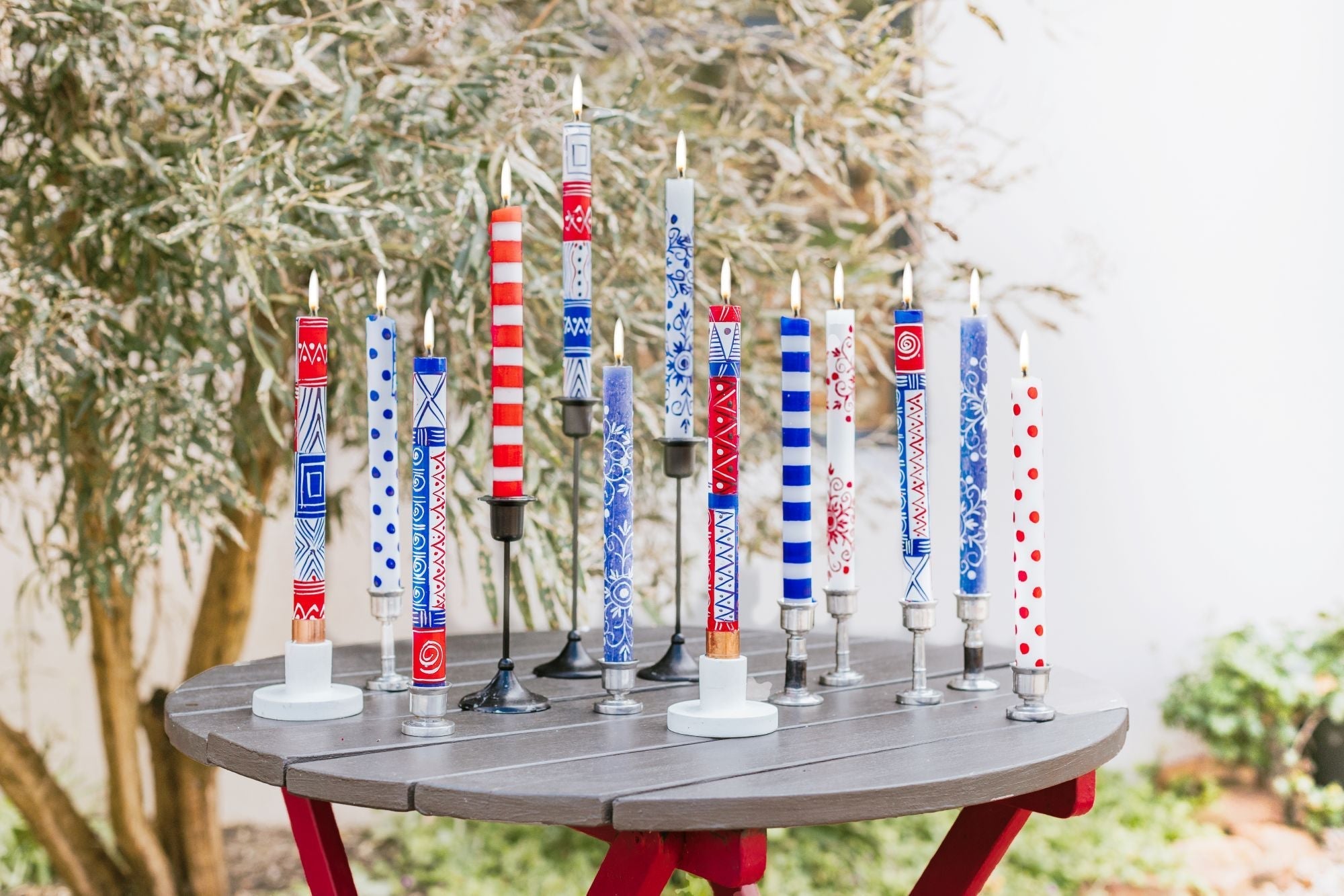 Red, White & Blue Painted Candles - Che Cose Belle