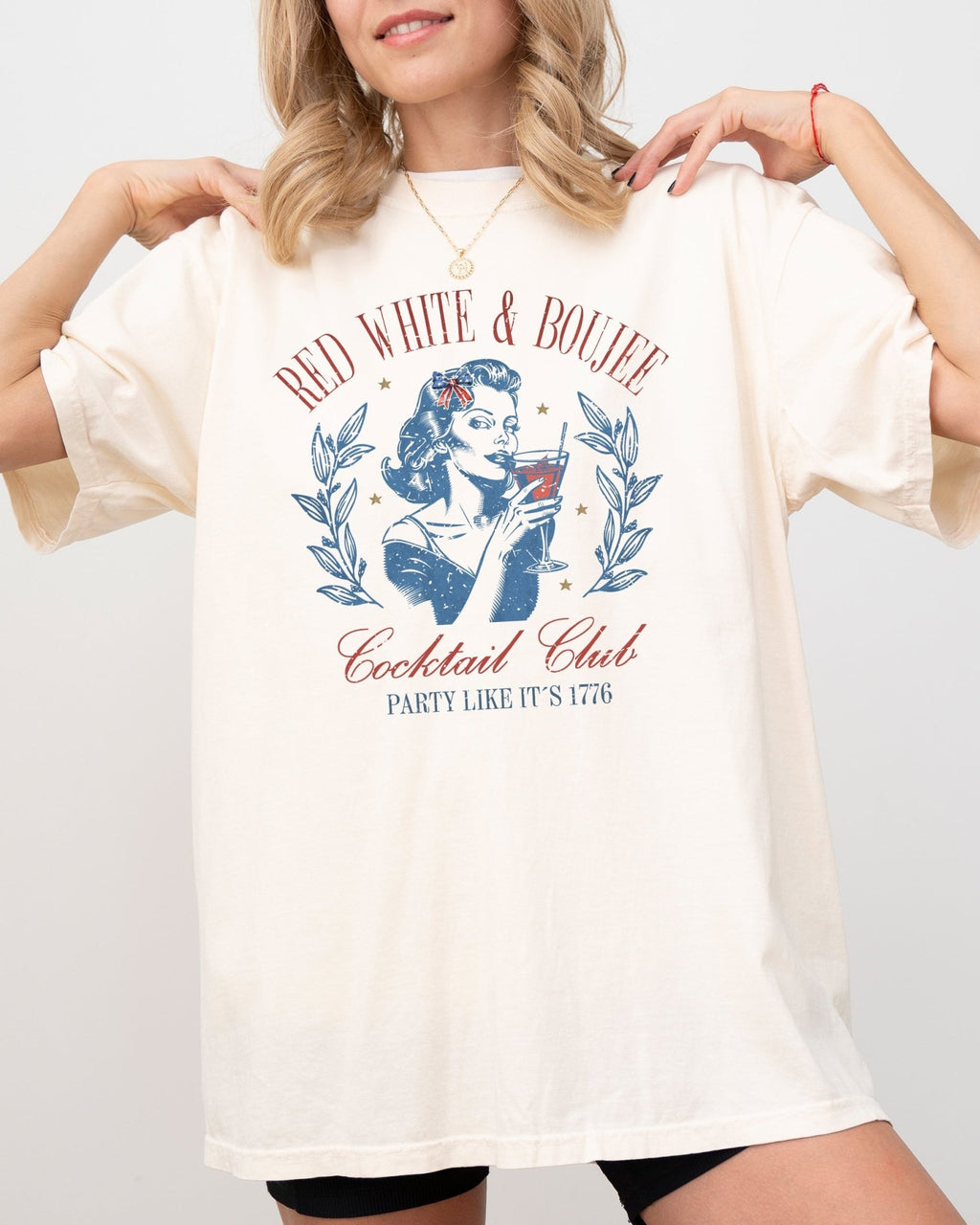 Red White Boujee, Cocktails, Party, 1776, America, USA, Patriotic, Independence Day, Fourth Of July, 4th Of July, Sassy Tshirt Comfort Colors T-Shirt - Che Cose Belle