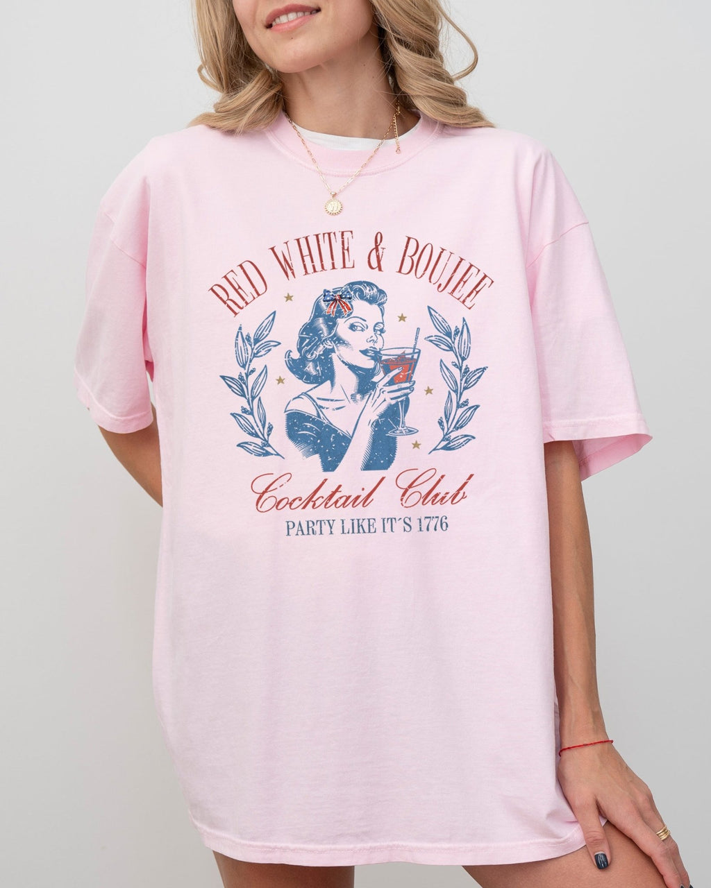 Red White Boujee, Cocktails, Party, 1776, America, USA, Patriotic, Independence Day, Fourth Of July, 4th Of July, Sassy Tshirt Comfort Colors T-Shirt - Che Cose Belle
