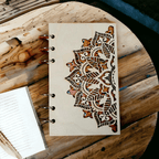 Refillable Wooden Mandala Notebook – Personalized Journal (A6 Paper) - Che Cose Belle