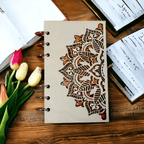 Refillable Wooden Mandala Notebook – Personalized Journal (A6 Paper) - Che Cose Belle