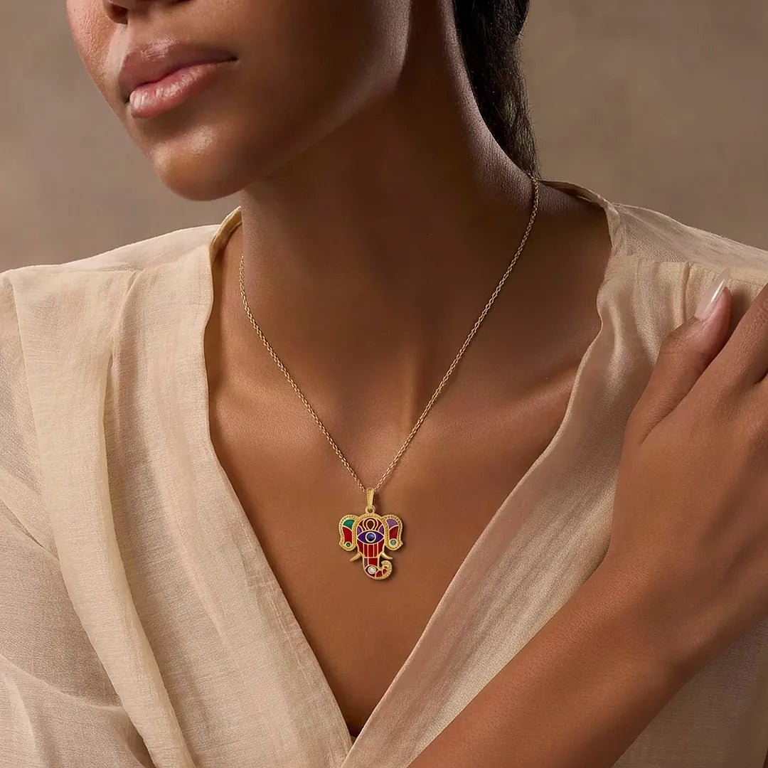 Regal Harmony Elephant Multi-Gemstone Necklace - Che Cose Belle