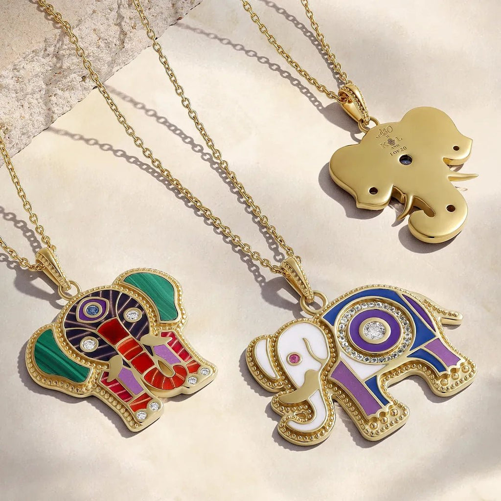 Regal Harmony Elephant Multi-Gemstone Necklace - Che Cose Belle