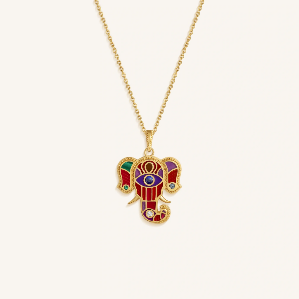 Regal Harmony Elephant Multi-Gemstone Necklace - Che Cose Belle