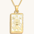 Reliable Determination - White Enamel Virgo Card Necklace - Che Cose Belle