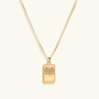 Reliable Determination - White Enamel Virgo Card Necklace - Che Cose Belle
