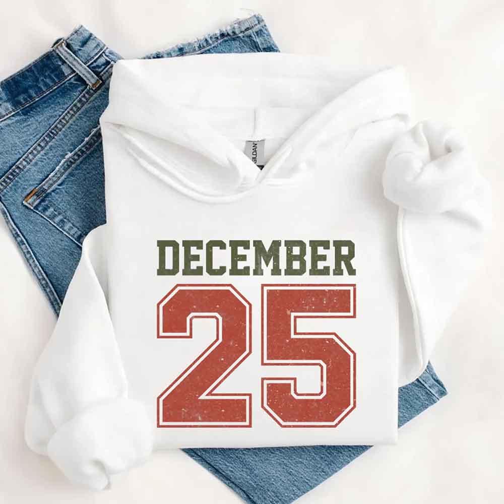 Retro Christmas Hoodie DECEMBER 25 – Festive Holiday Wear - Che Cose Belle
