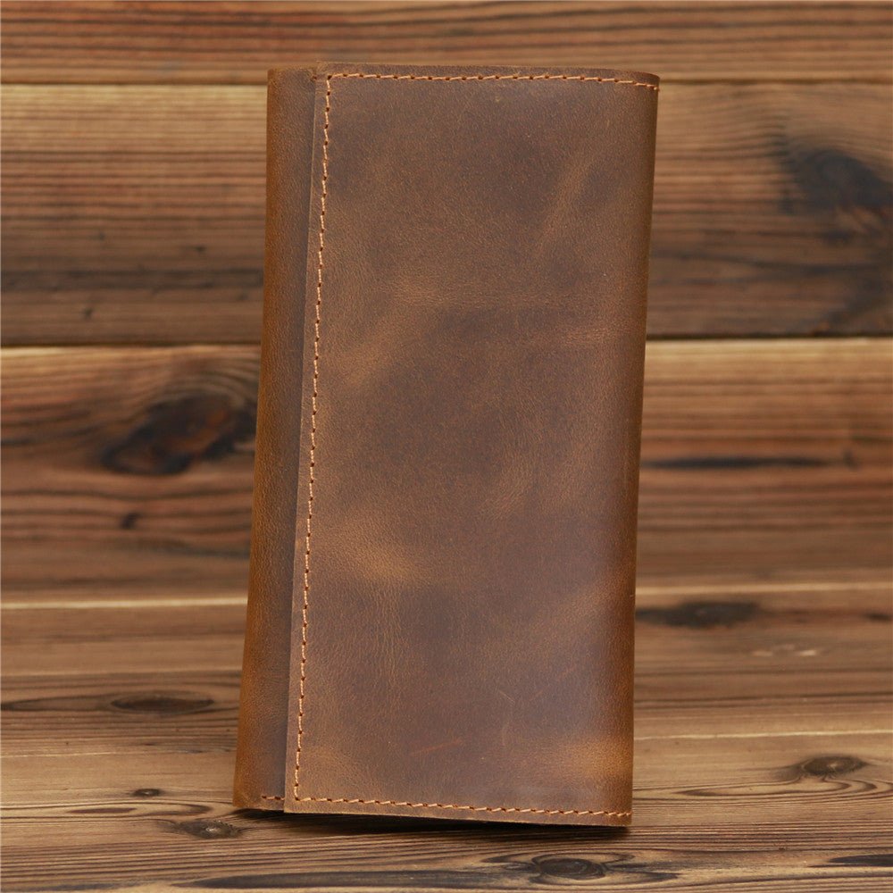 Retro Crazy Horse Leather Men's Long Wallet Handbag - Che Cose Belle