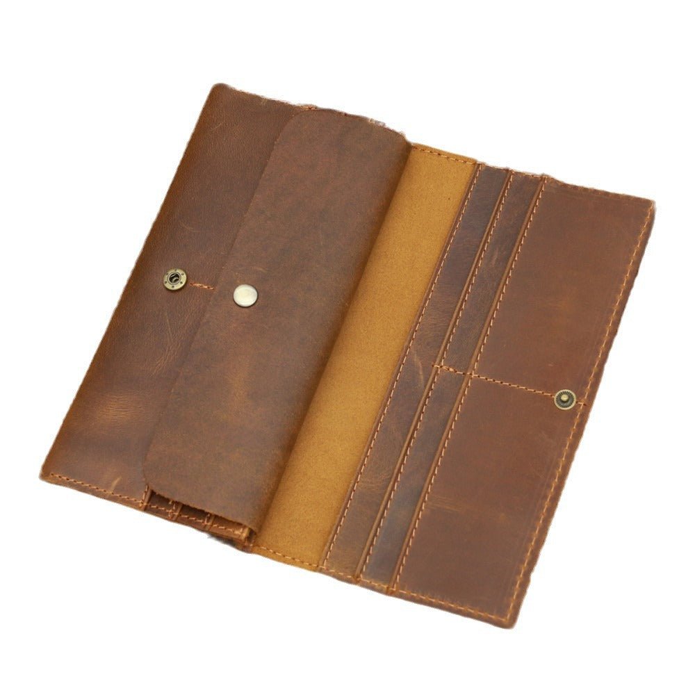 Retro Crazy Horse Leather Men's Long Wallet Handbag - Che Cose Belle
