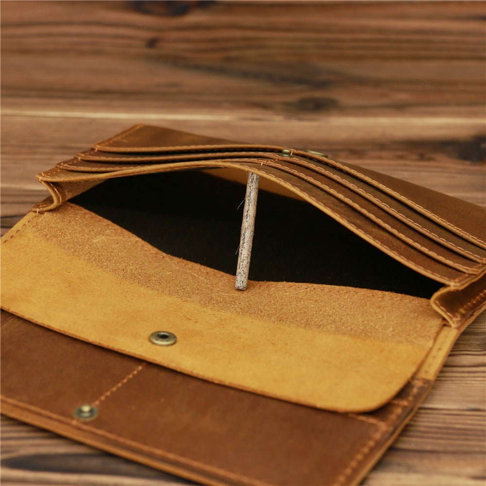 Retro Crazy Horse Leather Men's Long Wallet Handbag - Che Cose Belle