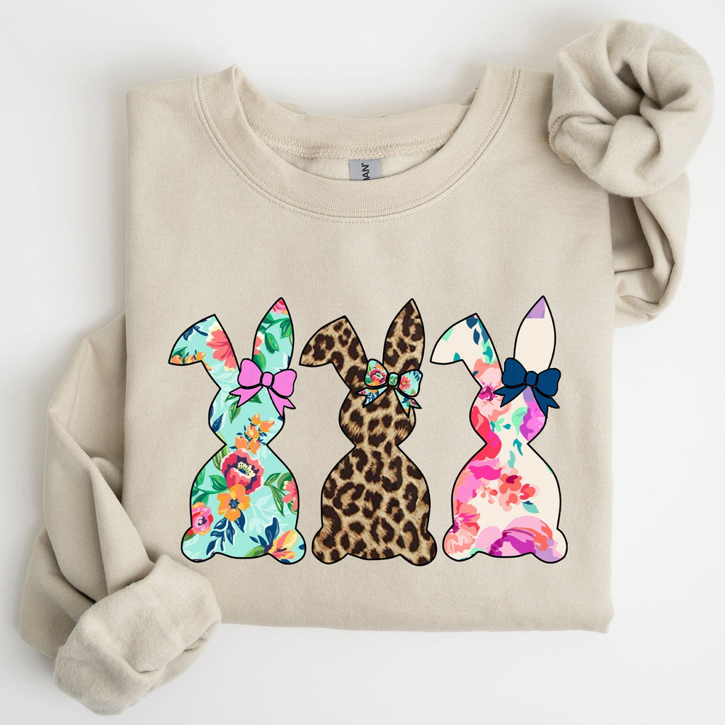 Retro Easter Rabbits, Floral, Leopard, Bunnies Sweatshirt - Che Cose Belle