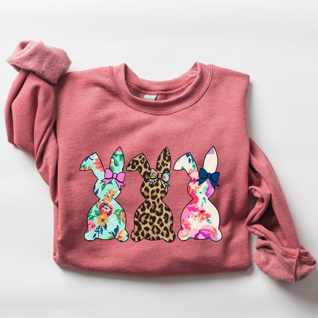 Retro Easter Rabbits, Floral, Leopard, Bunnies Sweatshirt - Che Cose Belle