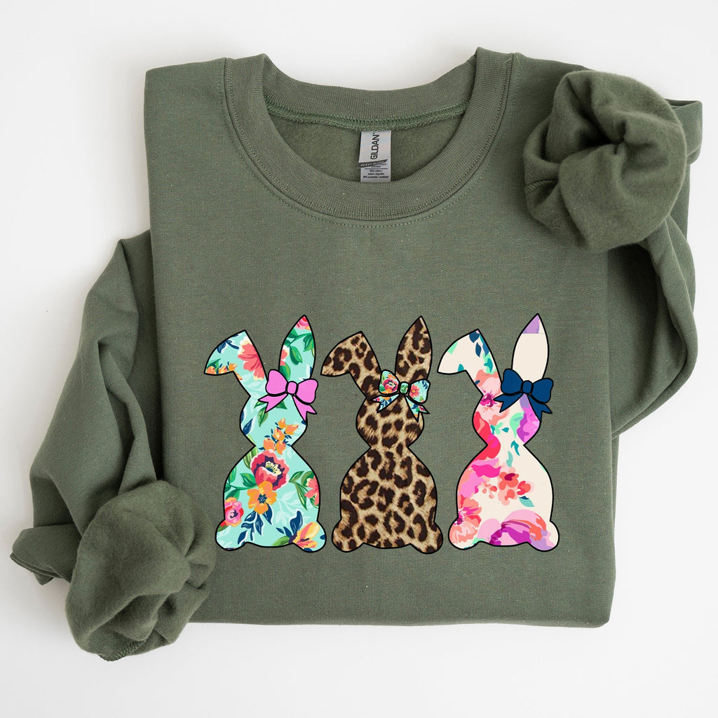 Retro Easter Rabbits, Floral, Leopard, Bunnies Sweatshirt - Che Cose Belle