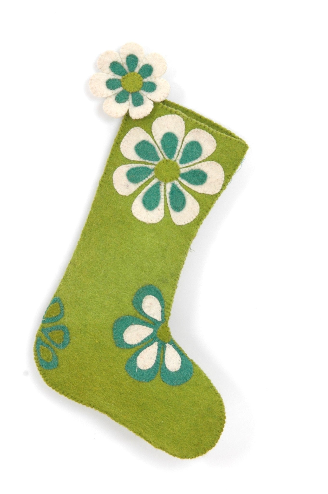Retro Flower Power Hand Felted Wool Christmas Stocking Arcadia Home - Che Cose Belle