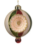 Retro Glass Reflector Ornament - 80mm - Red/Green/White Stripes - Che Cose Belle
