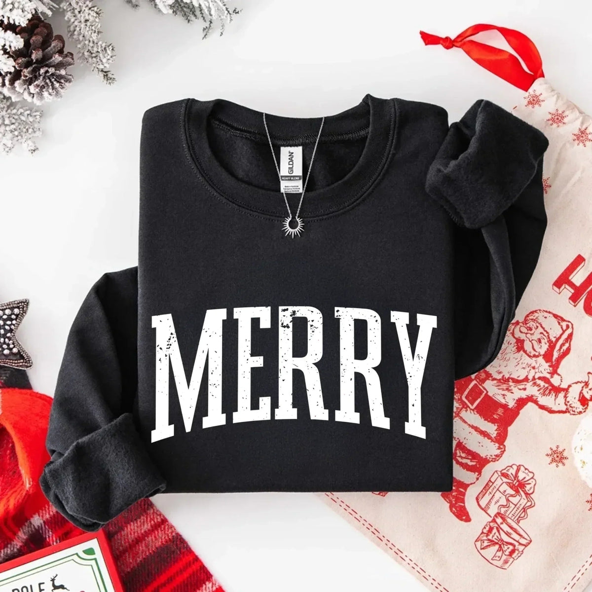Retro Merry Christmas Sweatshirt Festive Women’s Holiday Sweater - Che Cose Belle