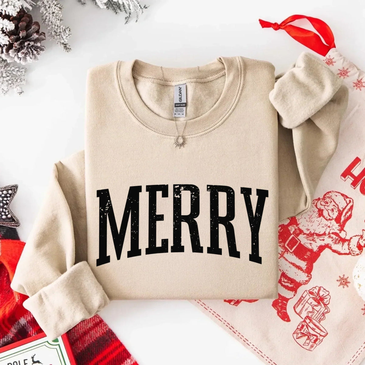 Retro Merry Christmas Sweatshirt Festive Women’s Holiday Sweater - Che Cose Belle